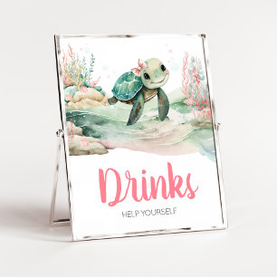 Meisje Zee Turtle Baby shower Drinken Poster