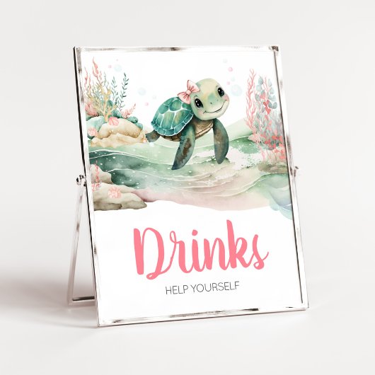 Meisje Zee Turtle Baby shower Drinken Poster