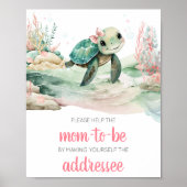 Meisje Zee Turtle Baby shower Envelope Station Poster (Voorkant)