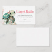 Meisje Zee Turtle Baby shower Luier Raffle Informatiekaartje (Voorkant / Achterkant)