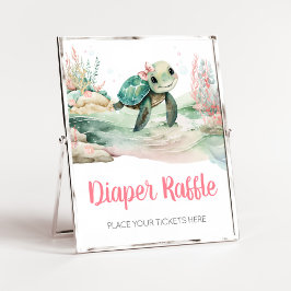 Meisje Zee Turtle Baby shower Luier Raffle Poster