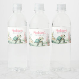 Meisje Zee Turtle Baby shower Waterfles Etiket