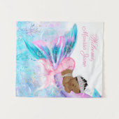 Meisje Zeemeermin Baby Shower Achtergrond Wandkleed (Voorkant (horizontaal))