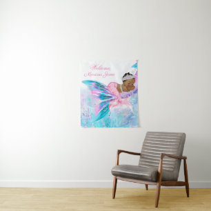 Meisje Zeemeermin Baby shower Achtergrond Wandkleed