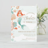 Meisje Zeemeermin Bash Verjaardagsfeestje Groen Ko Kaart (Staand voorkant)