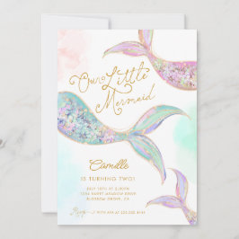 Meisje Zeemeermin onder het Zee Tweede Verjaardag Kaart