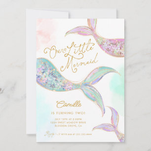 Meisje Zeemeermin onder het Zee Tweede Verjaardag Kaart