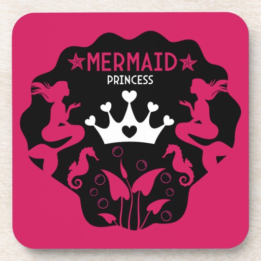 Meisje Zeemeermin Prinses Bier Onderzetter (Voorkant)