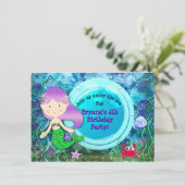 Meisje Zeemeermin Verjaardagsfeest Onder het Zee B Kaart (Staand voorkant)