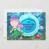 Meisje Zeemeermin Verjaardagsfeest Onder het Zee B Kaart (Voorkant)