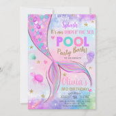 Meisje zeemeermin waterverf en gouden verjaardagsu kaart (Voorkant)