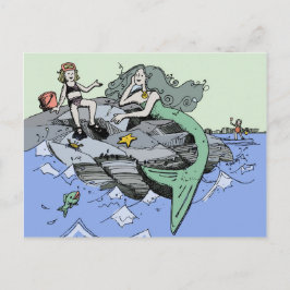 Meisje Zeemeermin Zomer Strand Vriendschap Whimsis Briefkaart