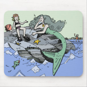 Meisje Zeemeermin Zomer Strand Vriendschap Whimsis Muismat