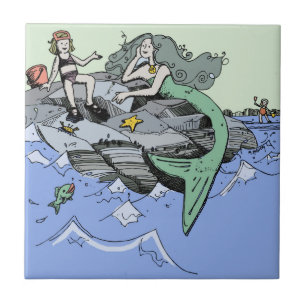 Meisje Zeemeermin Zomer Strand Vriendschap Whimsis Tegeltje