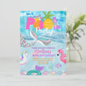 Meisje zeemeermin zwembad party, zwembad bash zome kaart (Staand voorkant)