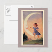 Meisje zit op de halve maan briefkaart (Voorkant / Achterkant)