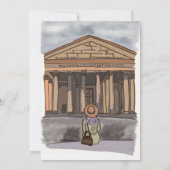 Meisje zit voor het Pantheon in Rome. Kaart (Achterkant)