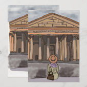 Meisje zit voor het Pantheon in Rome. Kaart (Voorkant / Achterkant)