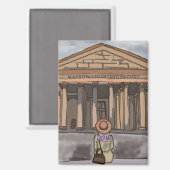 Meisje zit voor het Pantheon in Rome. Magneet (Voorkant / Achterkant)