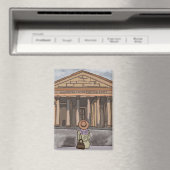 Meisje zit voor het Pantheon in Rome. Magneet (Insitu (Vaatwasser))