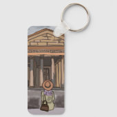 Meisje zit voor het Pantheon in Rome. Sleutelhanger (Achterkant)