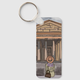 Meisje zit voor het Pantheon in Rome. Sleutelhanger