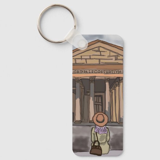 Meisje zit voor het Pantheon in Rome. Sleutelhanger (Voorkant)