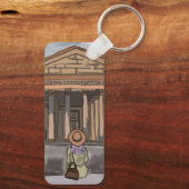 Meisje zit voor het Pantheon in Rome. Sleutelhanger (Achterkant)