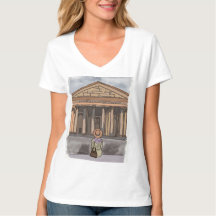 Meisje zit voor het Pantheon in Rome.