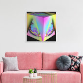 Meisje zittend in piramide kubus canvas afdruk (Insitu (Woonkamer))