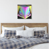 Meisje zittend in piramide kubus canvas afdruk (Insitu (Slaapkamer))