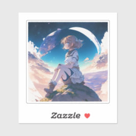 Meisje zittend op de rand van de ruimte sticker