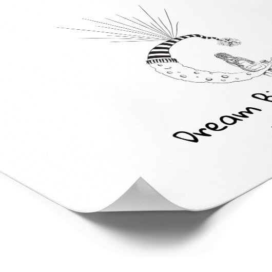 Meisje zittend op het maan-vingerafdruk ballonboek poster (Hoek)