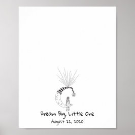 Meisje zittend op het maan-vingerafdrukballonboek poster