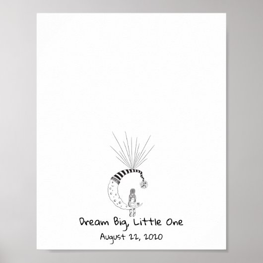 Meisje zittend op het maan-vingerafdrukballonboek poster (Voorkant)