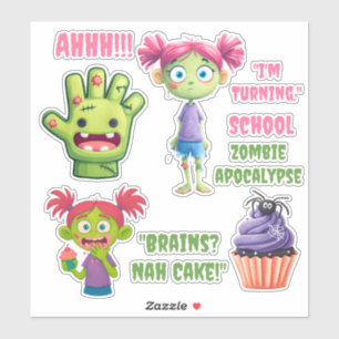 Meisje Zomb Verjaardag Sticker Blad