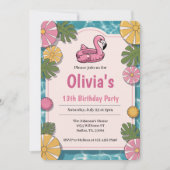 Meisje Zomer Pool Party Verjaardagsfeest Kaart (Voorkant)