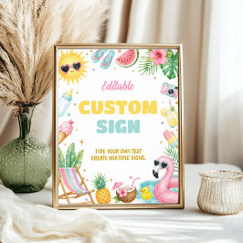 Meisje Zomer Strand Baby Shower Feest Tafelbord Poster