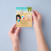 Meisje Zomer Strand Verjaardagsfeest Flyer (Hand)