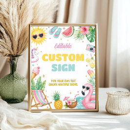 Meisje Zomer Strand Verjaardagsfeest Tafelbord Poster