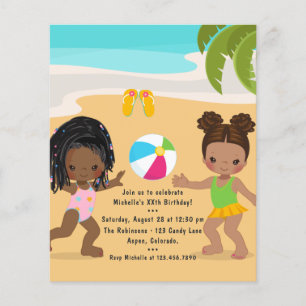Meisje zomer strand verjaardagsfeestje flyer