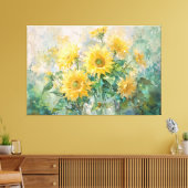*~* Meisje Zon Bloemen TV2 Uitgerekte Canvas Print (Insitu (Woonkamer))