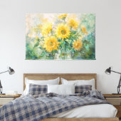 *~* Meisje Zon Bloemen TV2 Uitgerekte Canvas Print (Insitu (Slaapkamer))