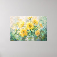 *~* Meisje Zon Bloemen TV2 Uitgerekte Canvas Print
