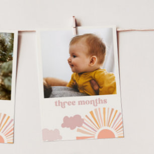 Meisje Zon Maandelijks Banner - Drie maanden Kaart