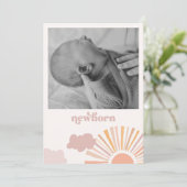 Meisje Zon Maandelijks Banner - Pasgeboren Kaart (Staand voorkant)