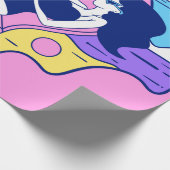 meisje zonnebaden op het strand met een cocktail i cadeaupapier (Hoek)