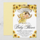 Meisje zonnebloem babyshower uitnodiging (Voorkant / Achterkant)