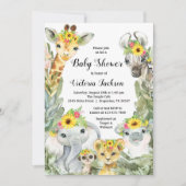 Meisje Zonnebloem Safari Baby shower Kaart (Voorkant)