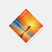 Meisje zonsondergang strand lopen oceaan golven de servet (Hoek)